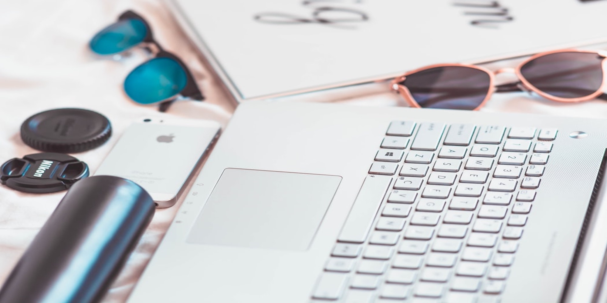 laptop and sunglasses